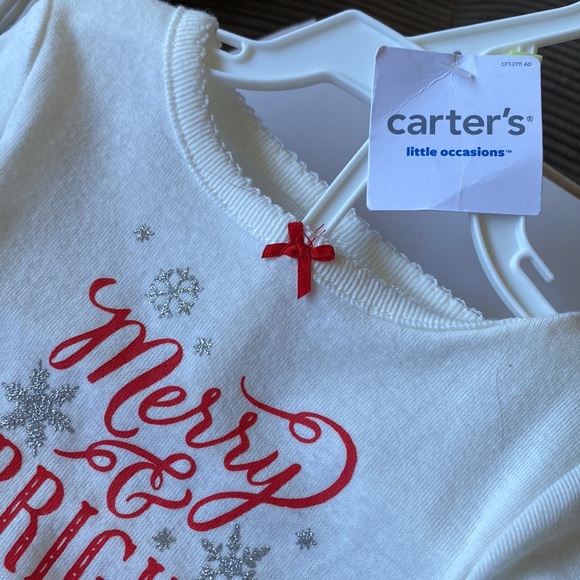 NWT Carter's Baby Girl “Merry & Bright" Tee & Tutu Pants Set Christmas 3M & 6M - Picture 4 of 4